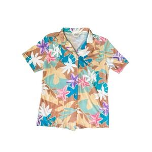 Vintage 1970s-80s Sears Jersey Button Up Coconut Girl Blouse Women's Medium